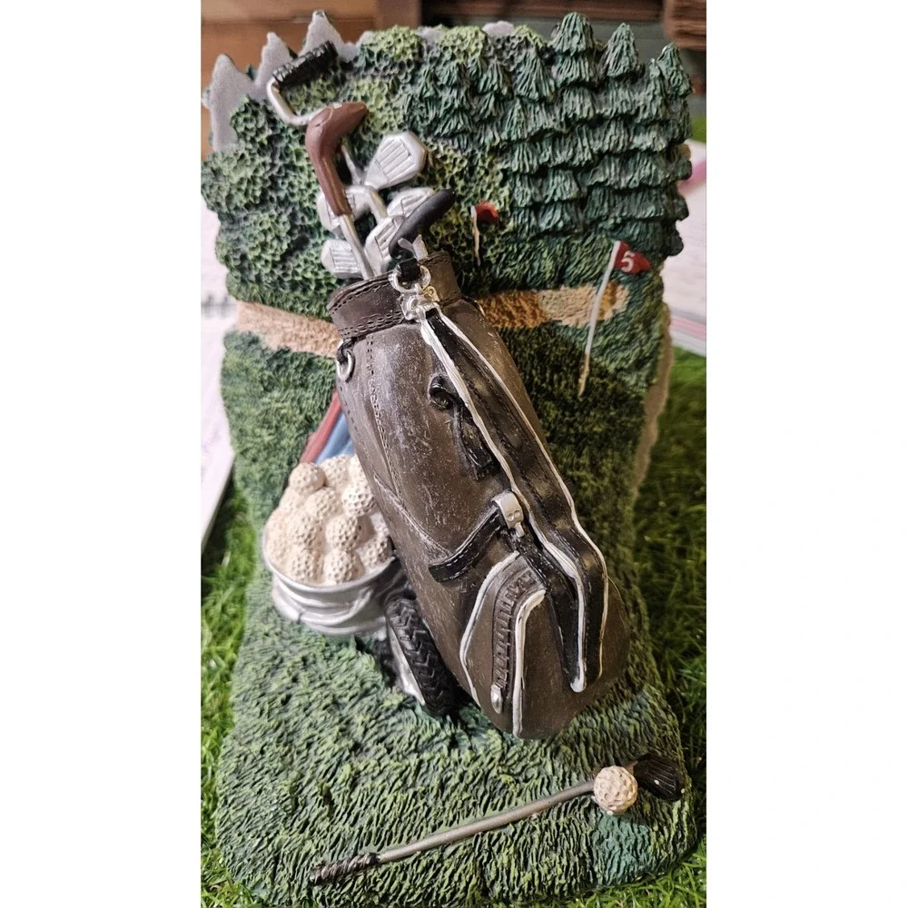 Vintage Golf Bookends Set Resin Golf Bag Clubs Course Shelf Decor Office Man...